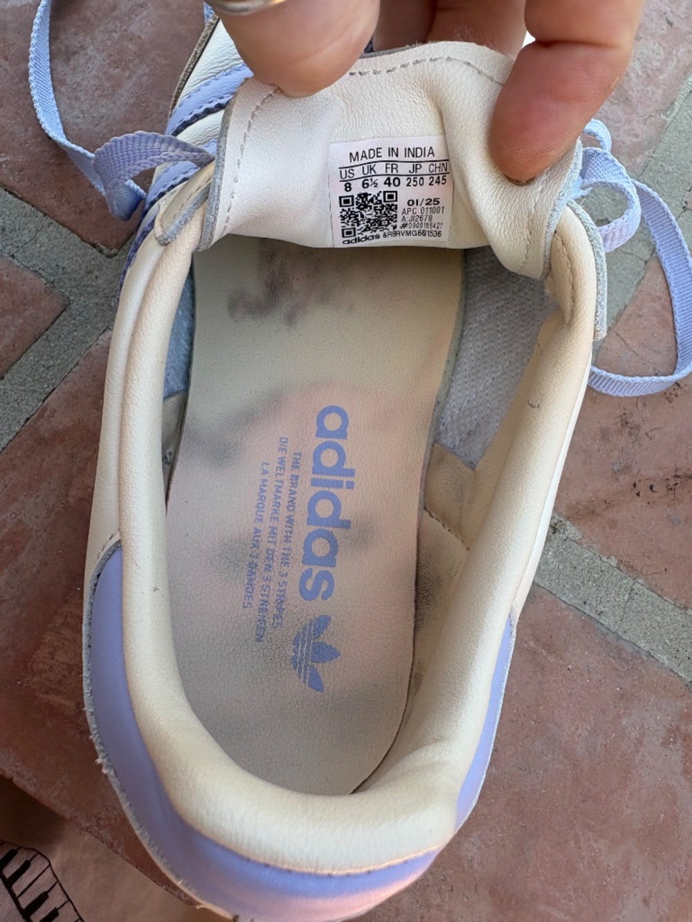 Adidas Samba OG W Women’s Cream Lavender Stripes Sneakers Size 8 - Picture 6 of 6